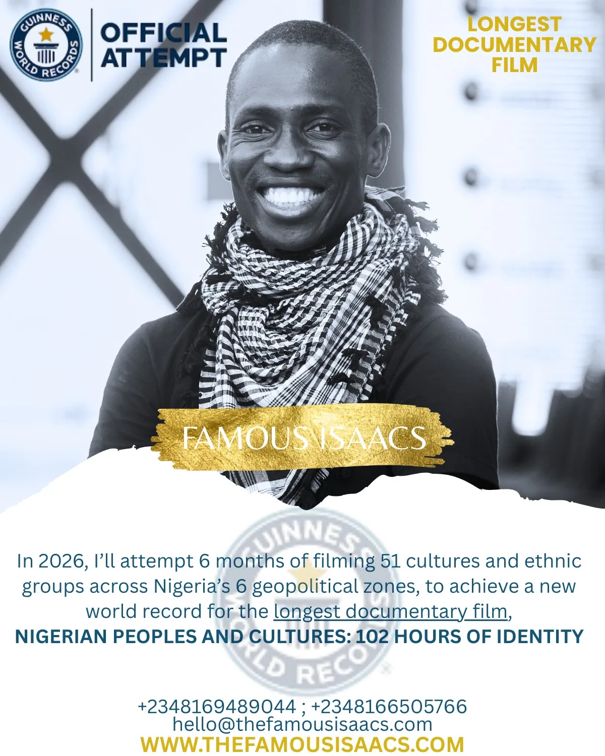102 Hours of Identity: Famous Isaacs Is Set To Break The Record Of Longest Cultural Documentary On Guinness World Record